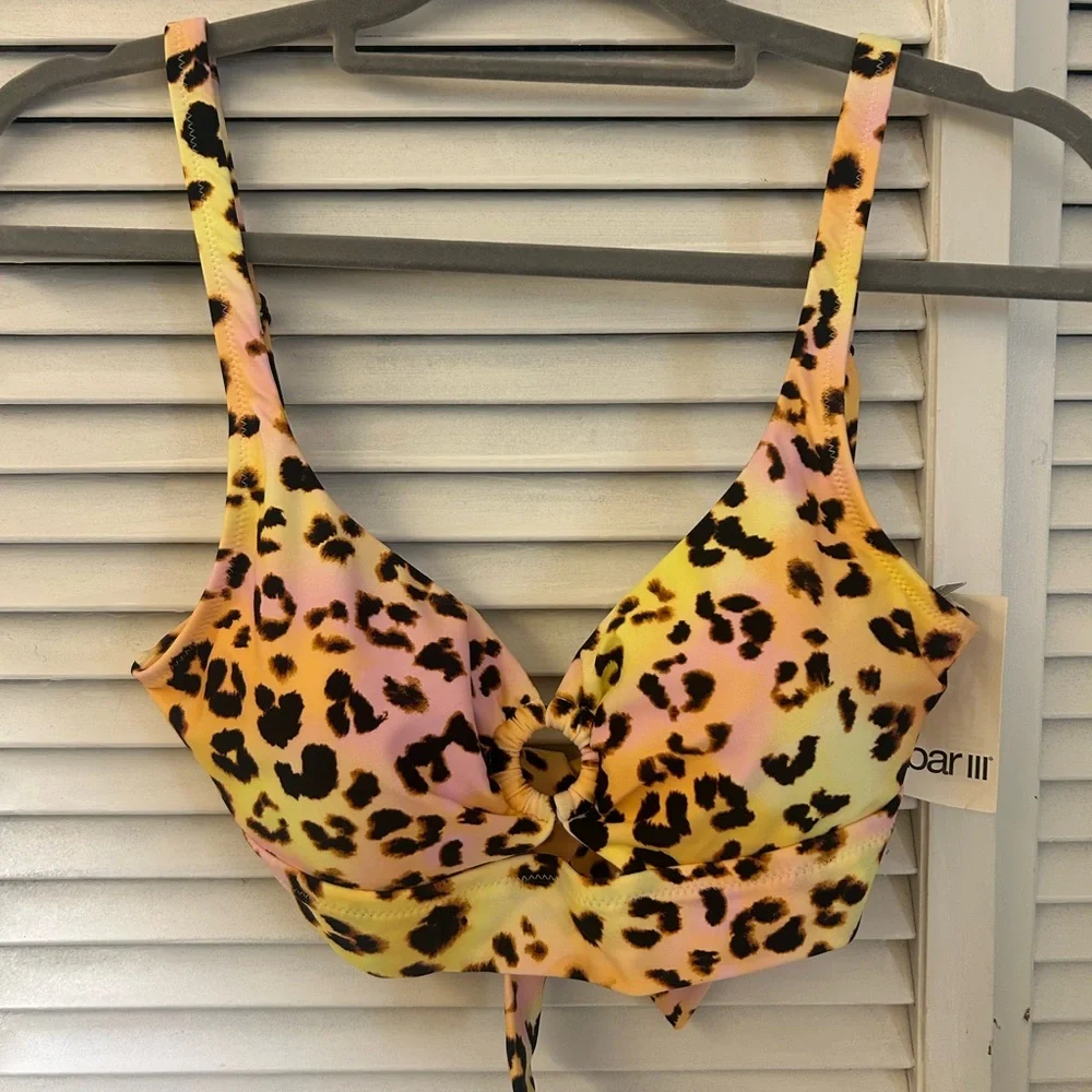 Bar‎ III Animal Print O Ring Bikini Top Size Medium